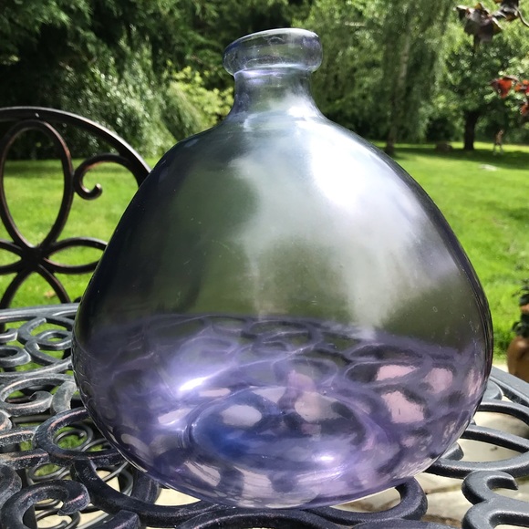 Lilac askew bulbous recycled glass handmade vase - Picture 7 of 13
